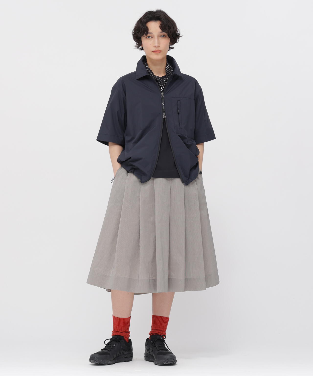 FINE STRIPE COTTON SILK SKIRT