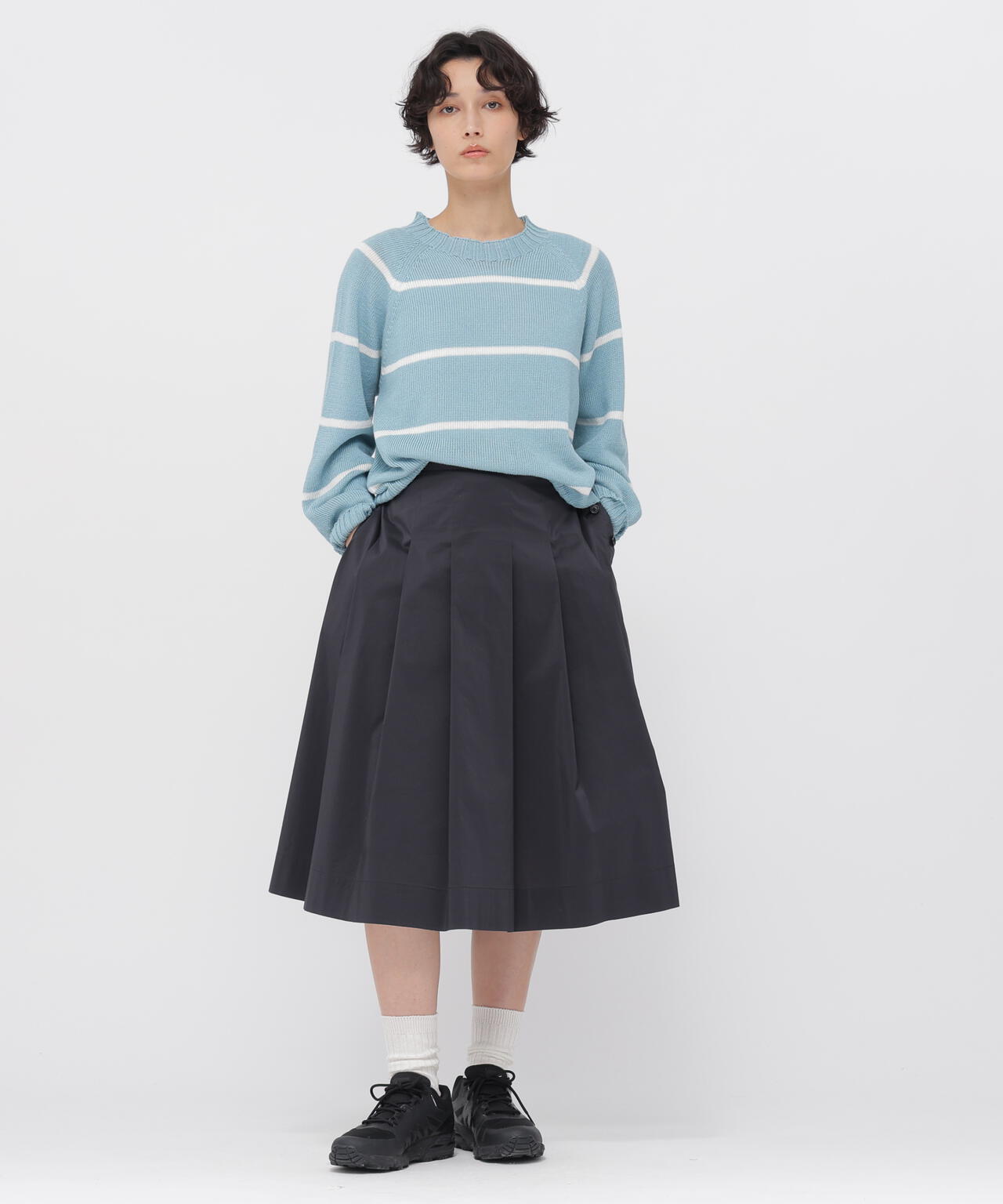 FINE STRIPE COTTON SILK SKIRT
