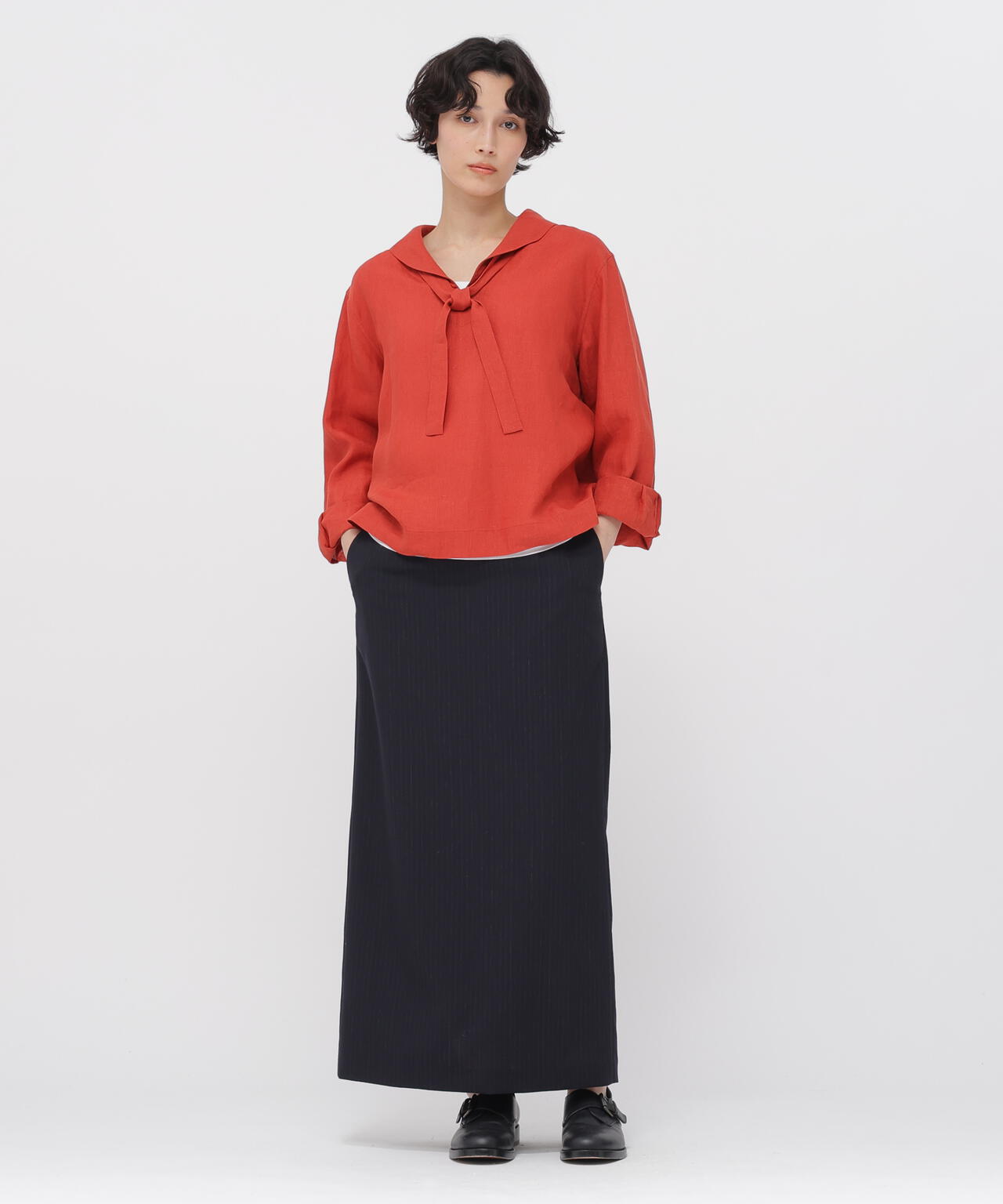 SUBTLE STRIPE WOOL SKIRT