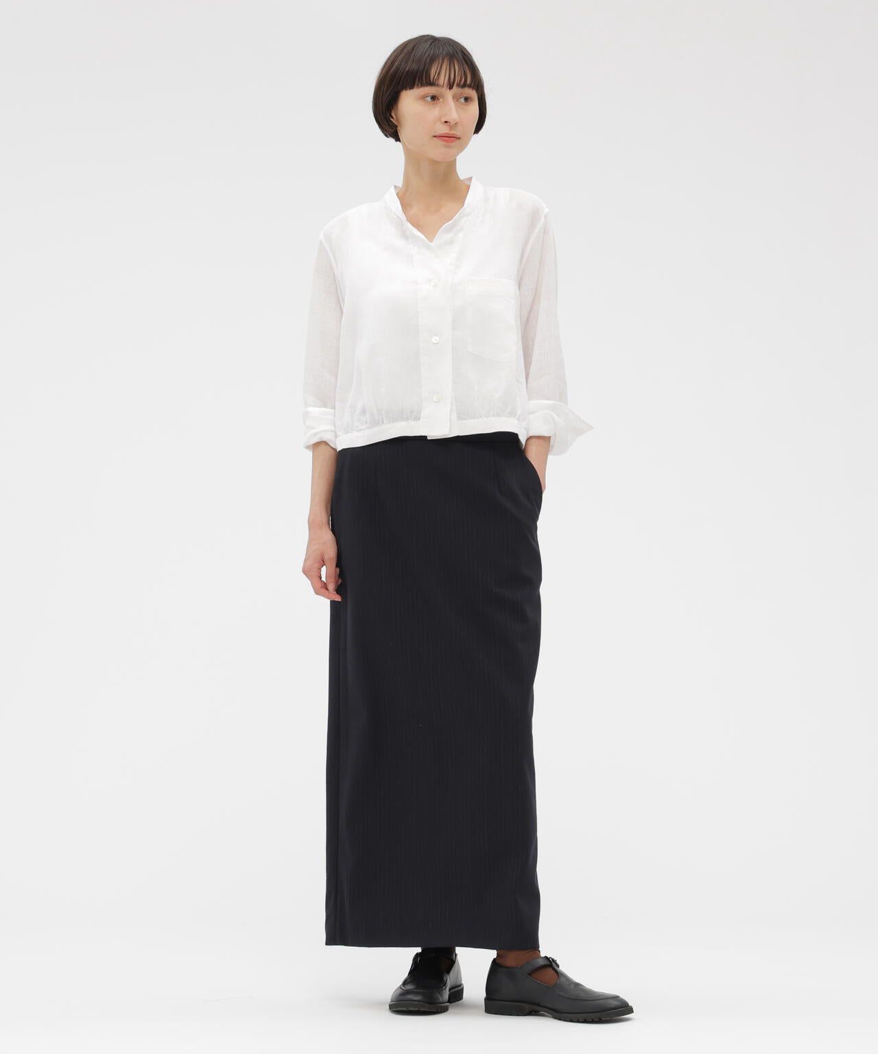 SUBTLE STRIPE WOOL SKIRT