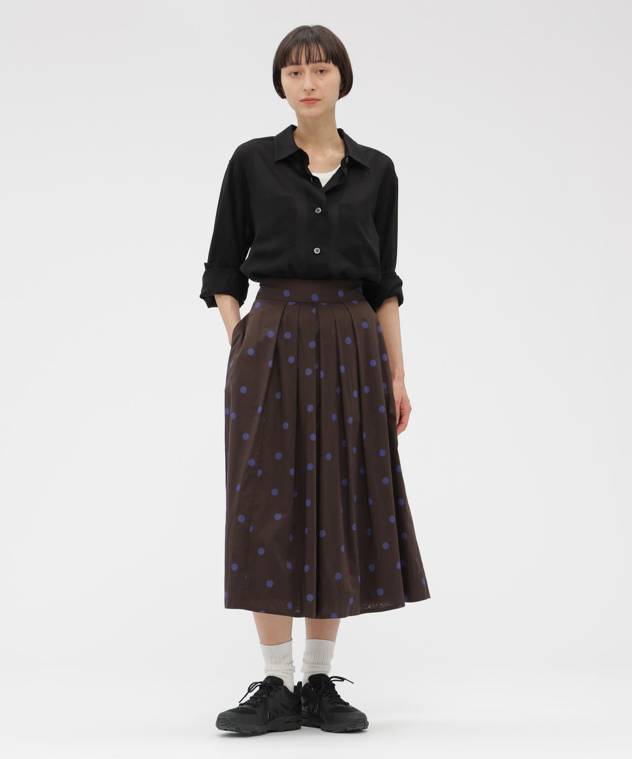 POLKA DOT COTTON POPLIN SKIRT