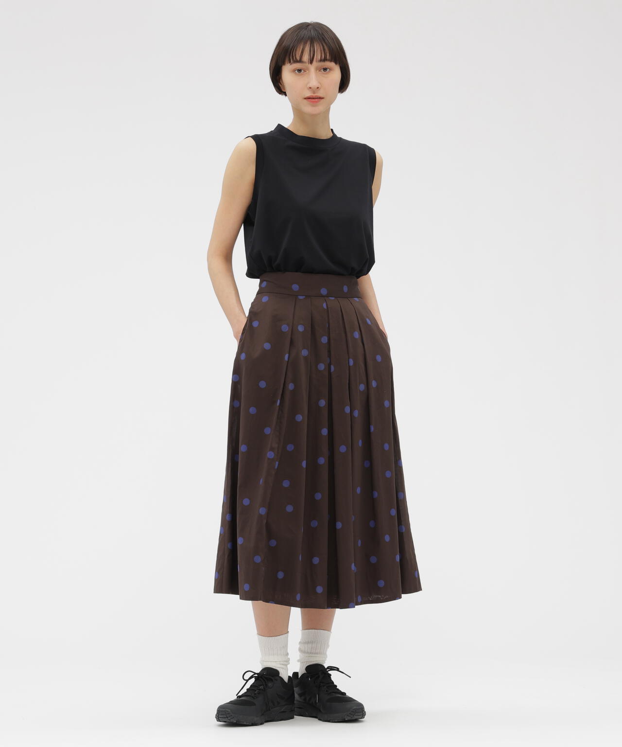 POLKA DOT COTTON POPLIN SKIRT