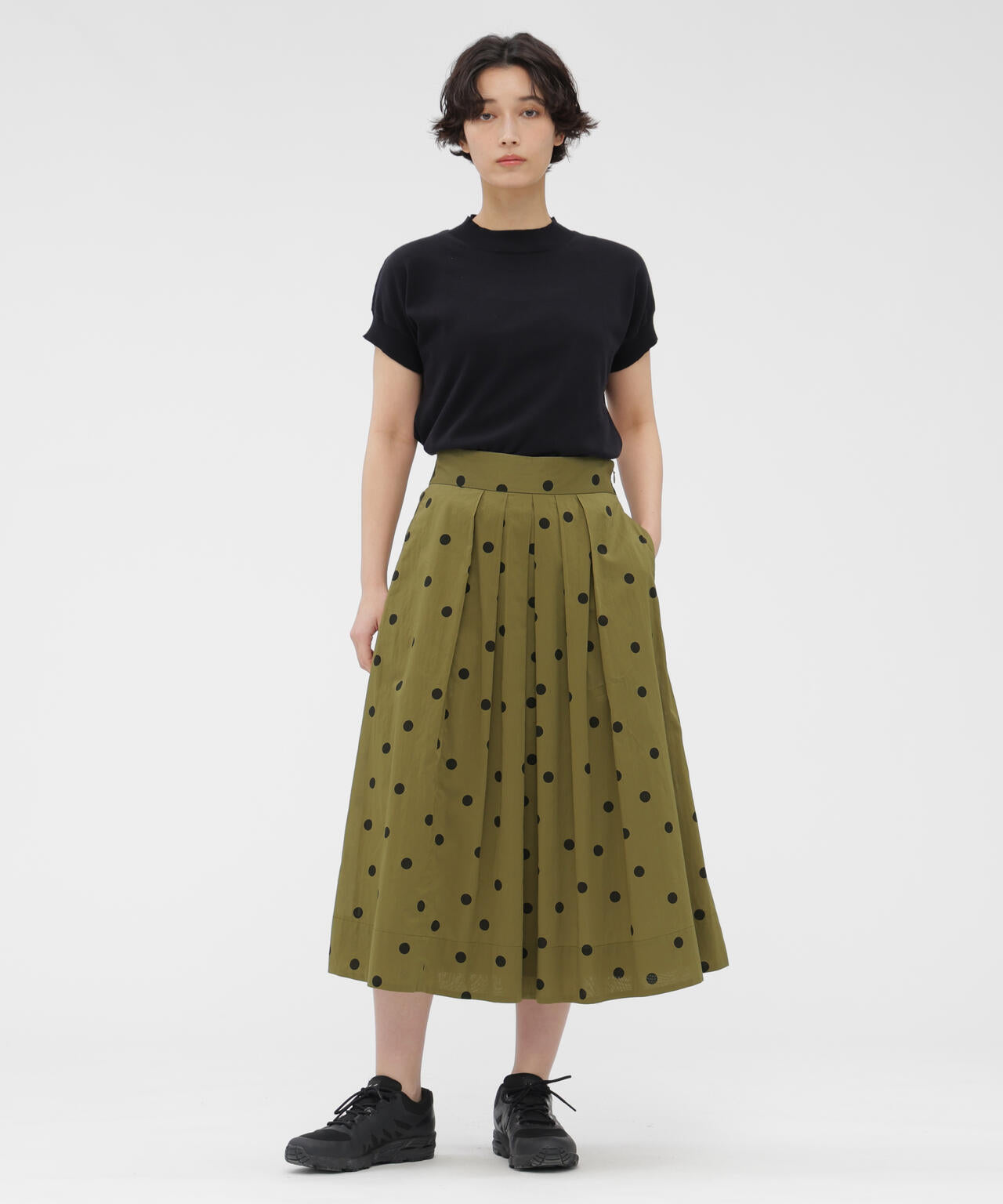 POLKA DOT COTTON POPLIN SKIRT