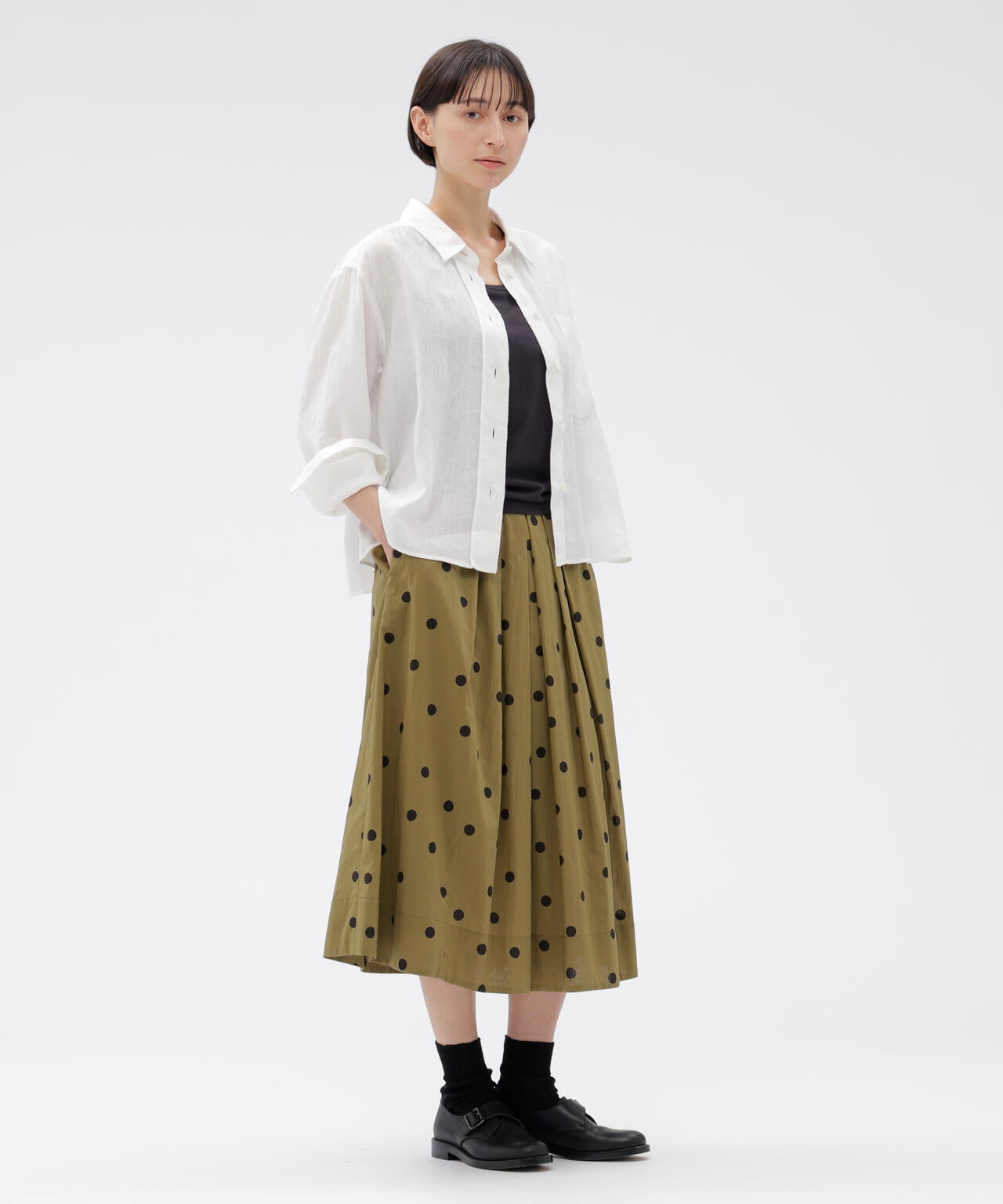 POLKA DOT COTTON POPLIN SKIRT