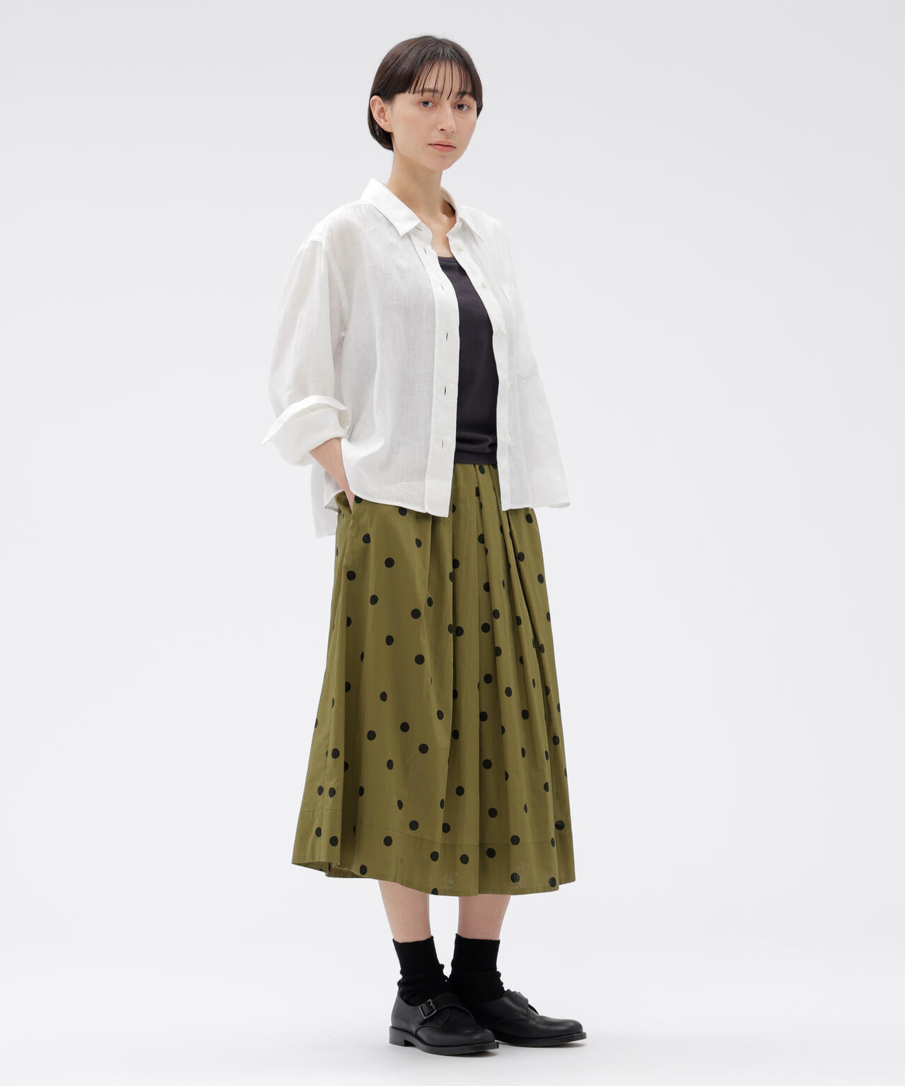 POLKA DOT COTTON POPLIN SKIRT