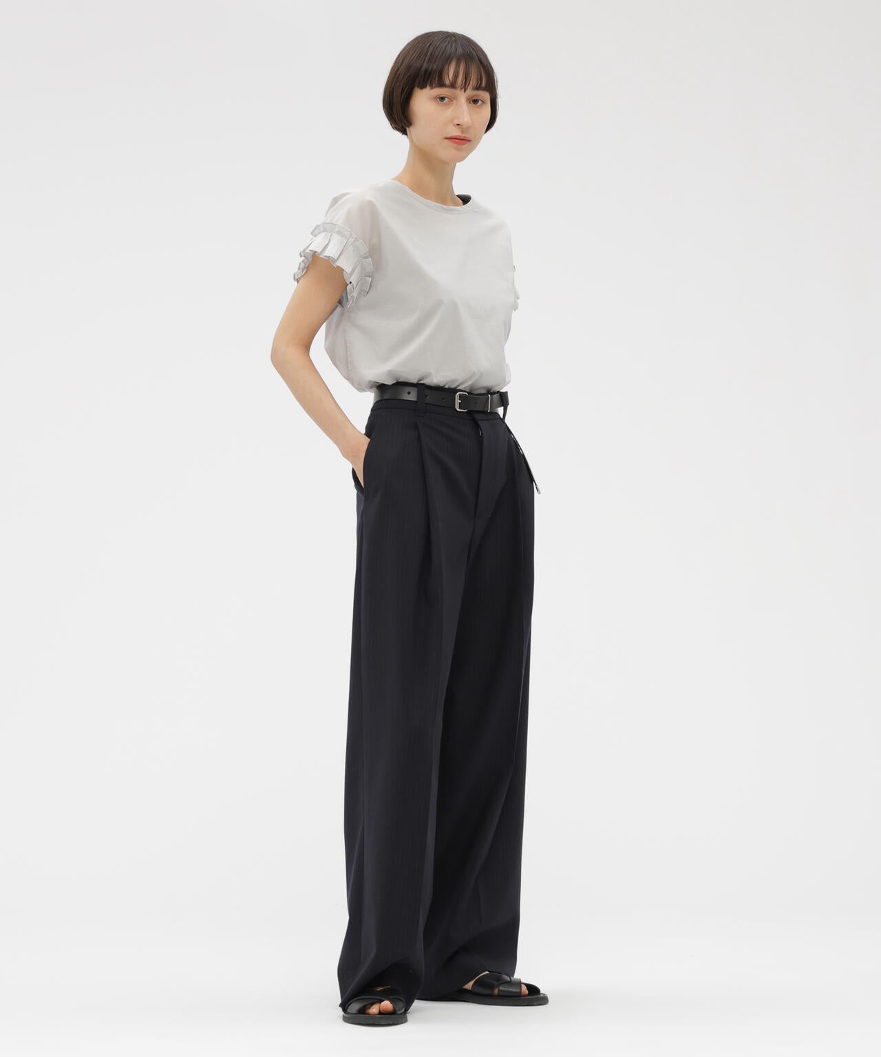 SUBTLE STRIPE WOOL TROUSERS