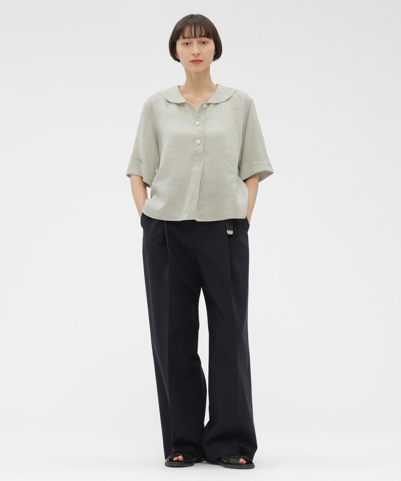 SUBTLE STRIPE WOOL TROUSERS