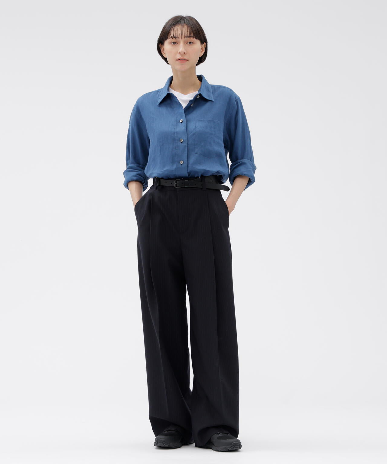 SUBTLE STRIPE WOOL TROUSERS