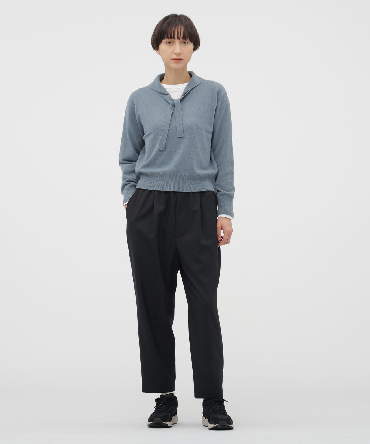 WORSTED WOOL POPLIN TROUSERS