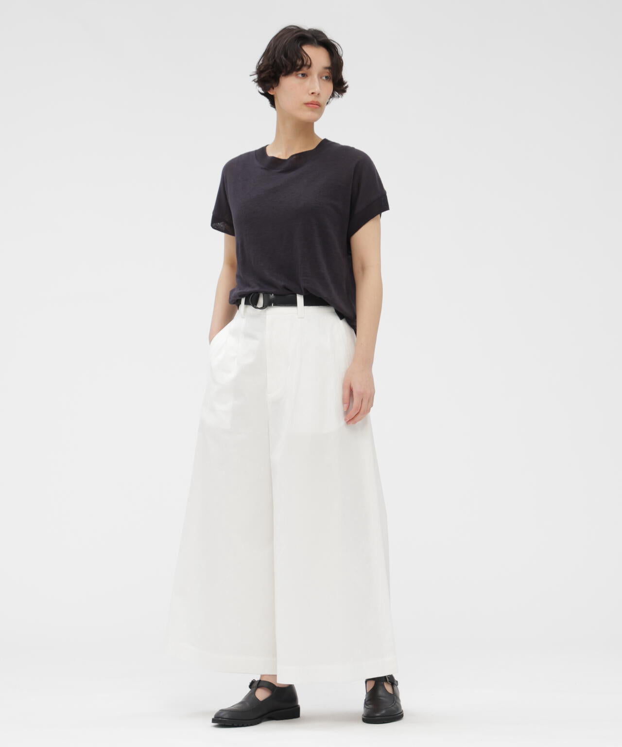 STIFF COTTON TWILL TROUSERS