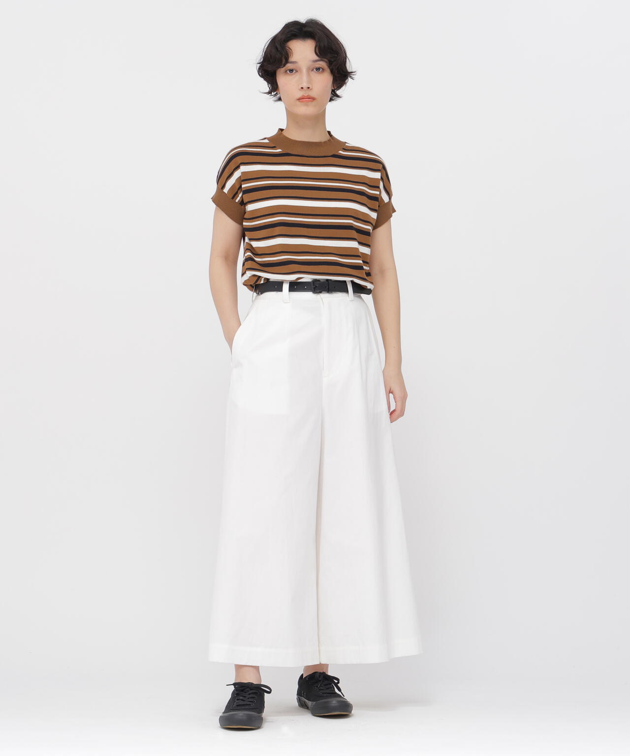 STIFF COTTON TWILL TROUSERS