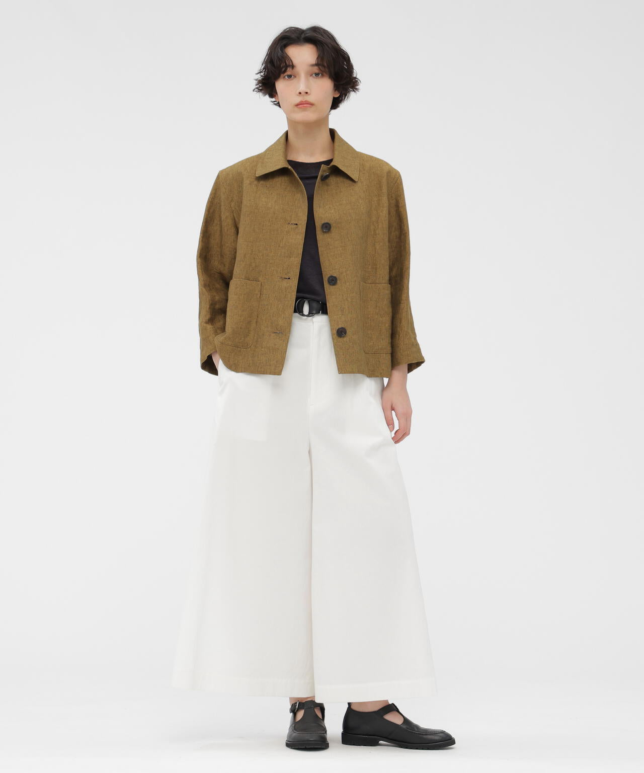 STIFF COTTON TWILL TROUSERS