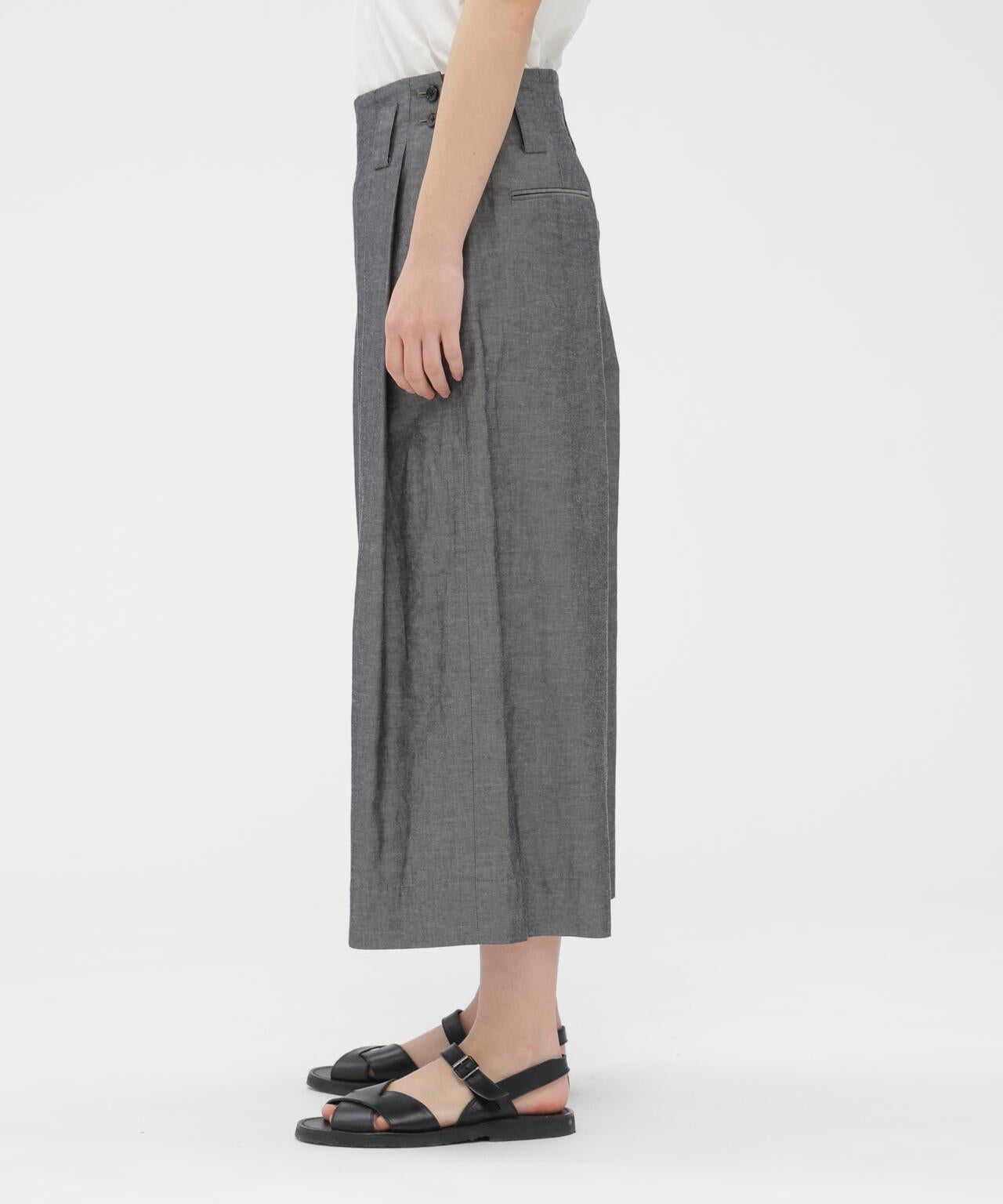 COTTON RAMIE CHAMBRAY TROUSERS