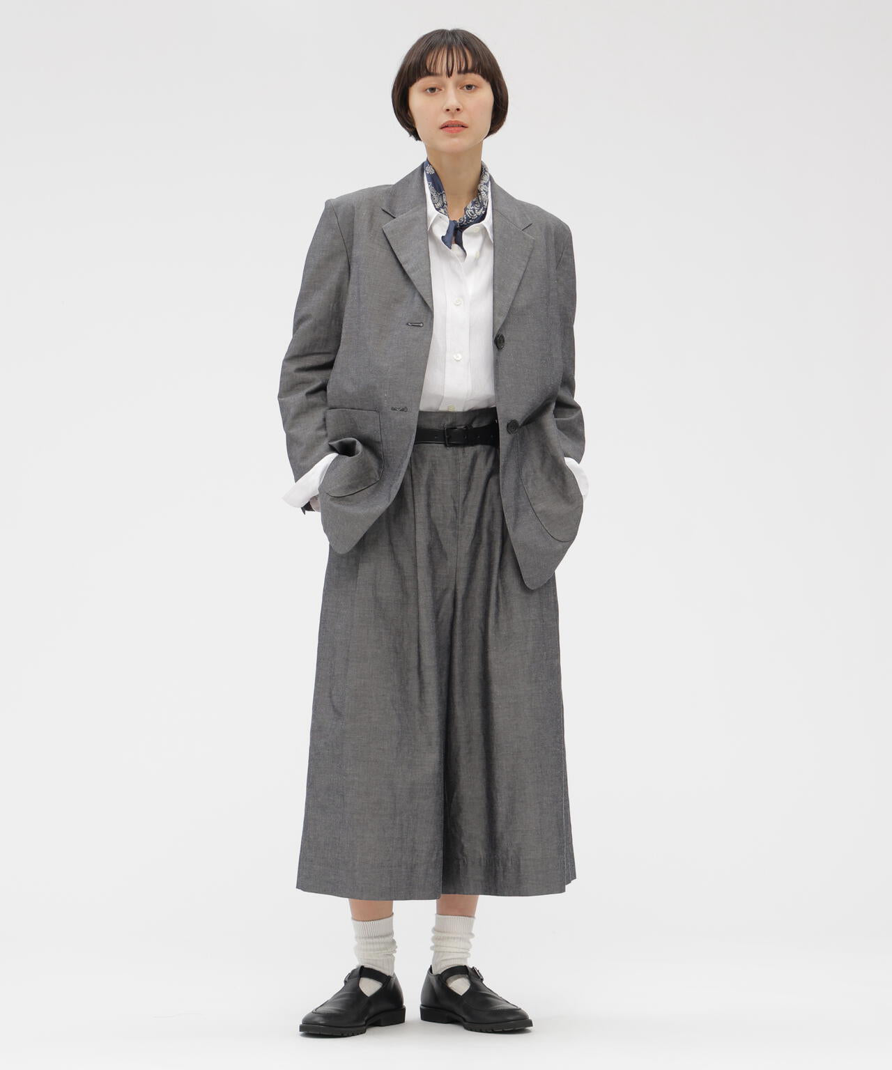 COTTON RAMIE CHAMBRAY TROUSERS