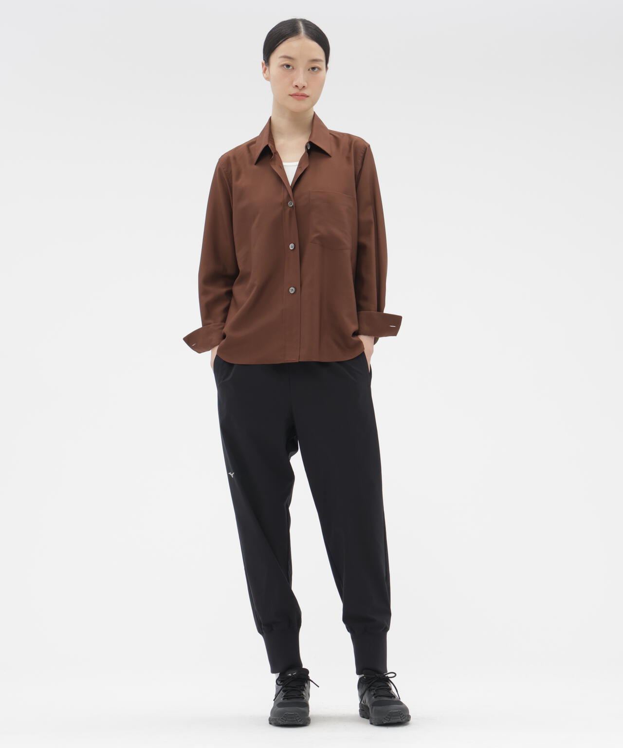 STRETCH POLYESTER TROUSERS