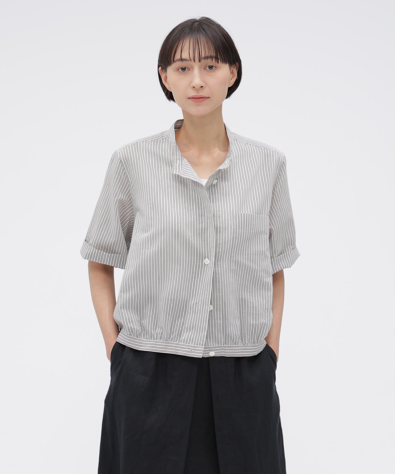 DOUBLE STRIPE COTTON SILK SHIRT