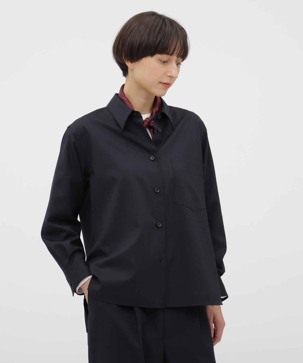 WORSTED WOOL POPLIN SHIRT