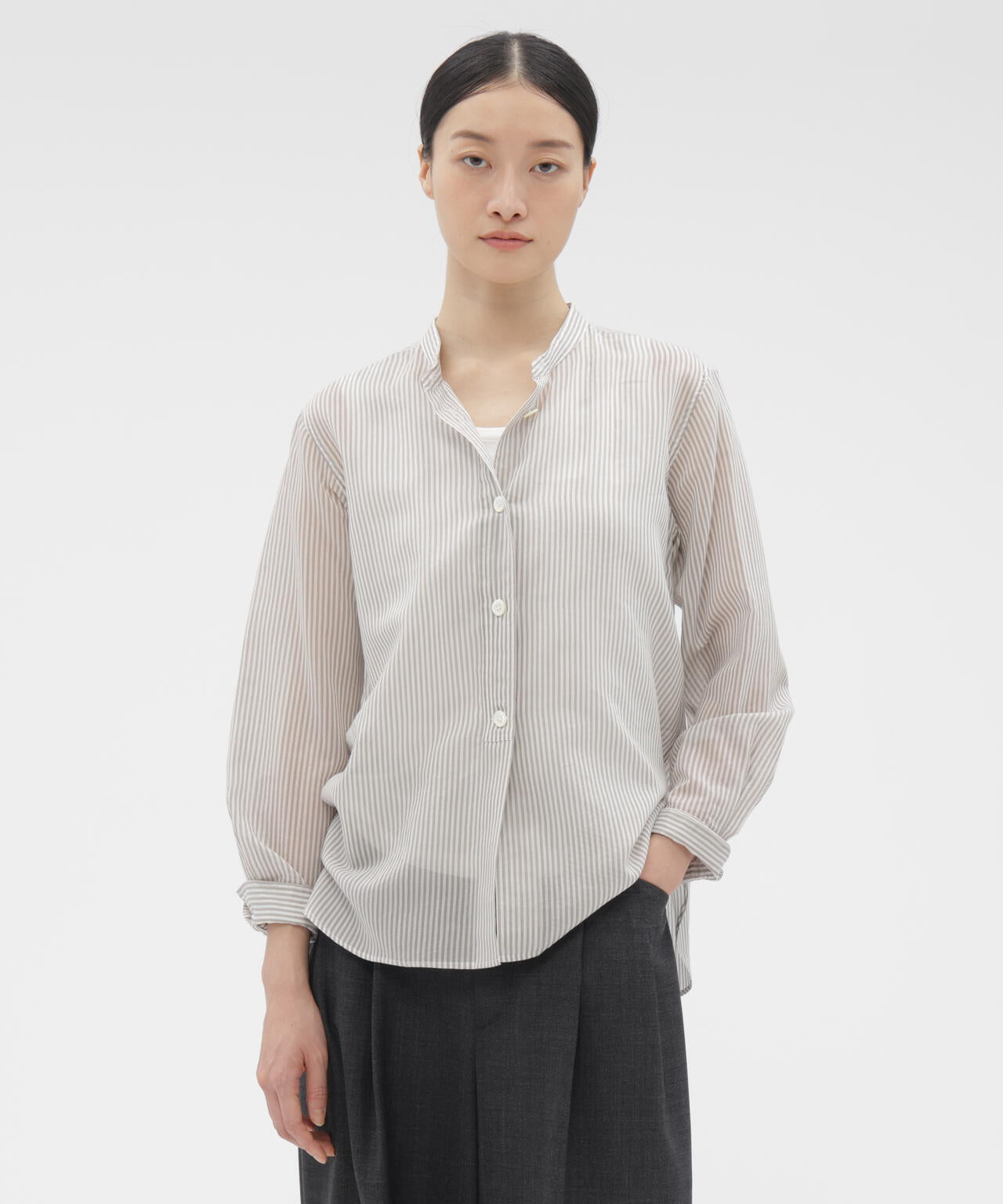COTTON SILK STRIPE SHIRT