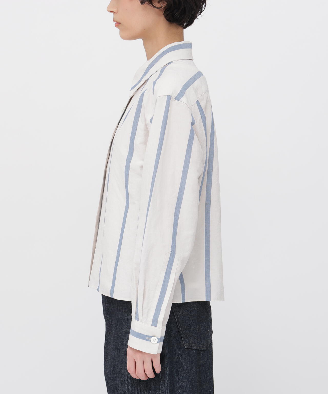 BOLD STRIPE COTTON LINEN SHIRT