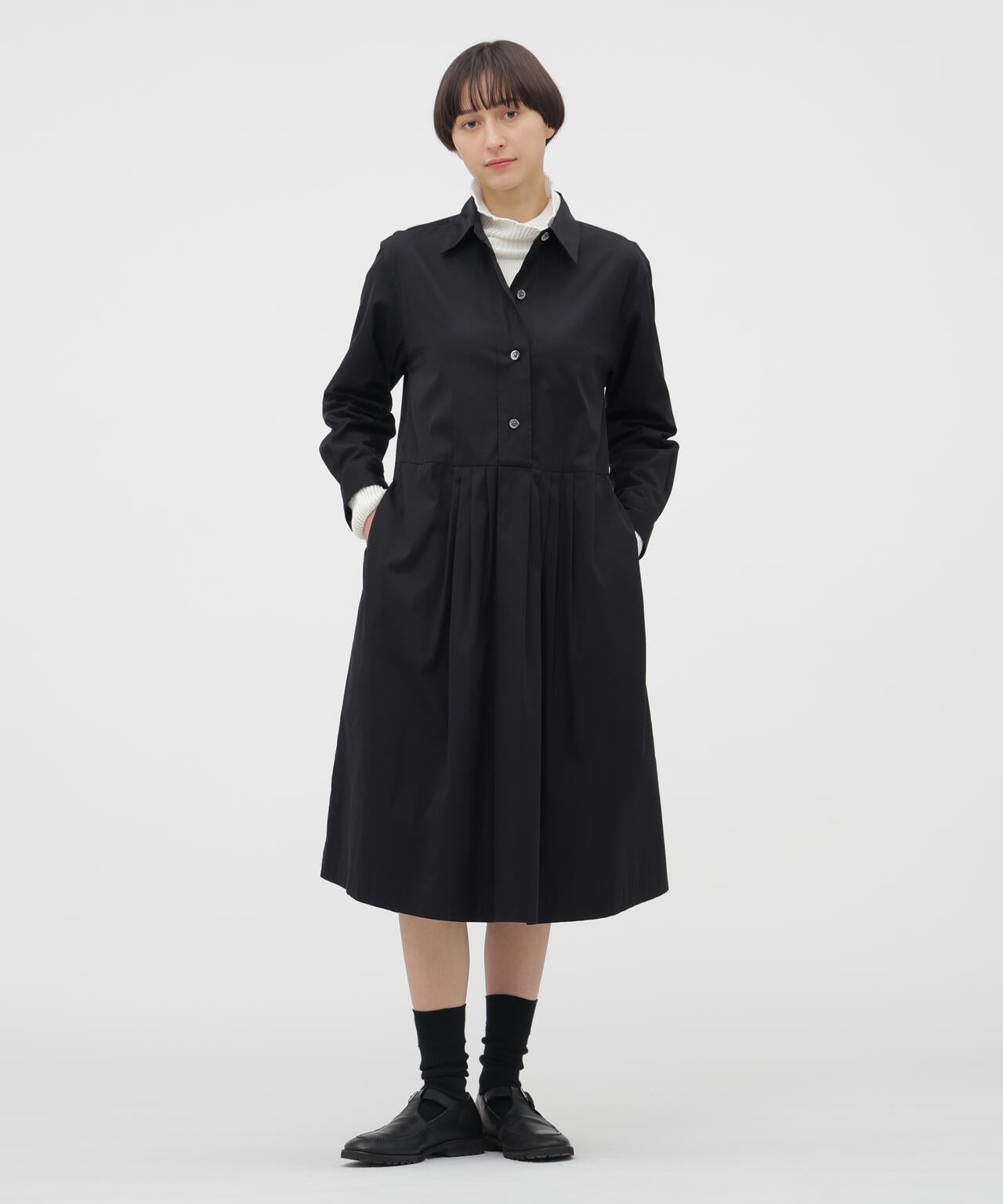 COTTON SILK PLAINWEAVE DRESS