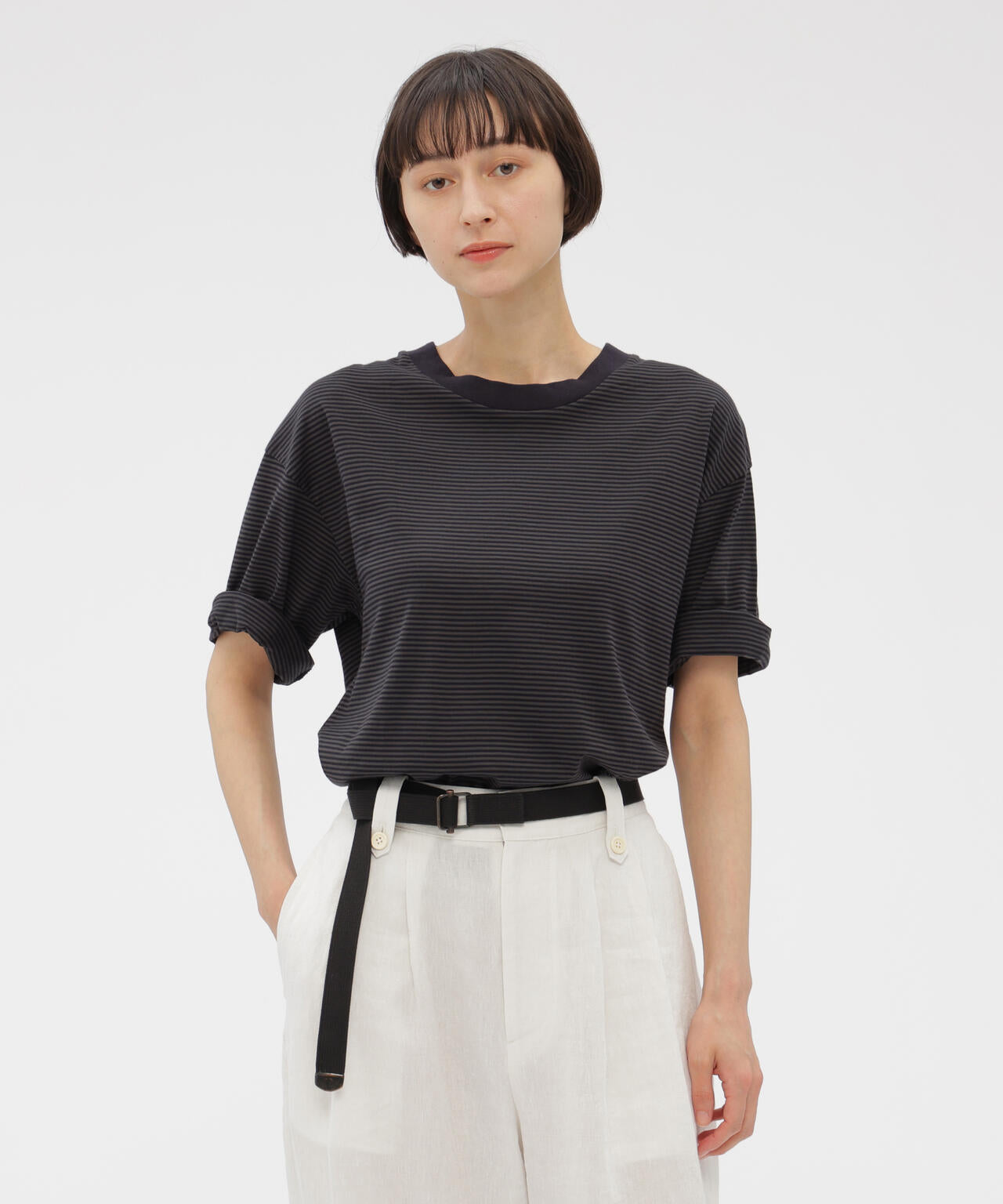 COTTON MINI STRIPE JERSEY TOP