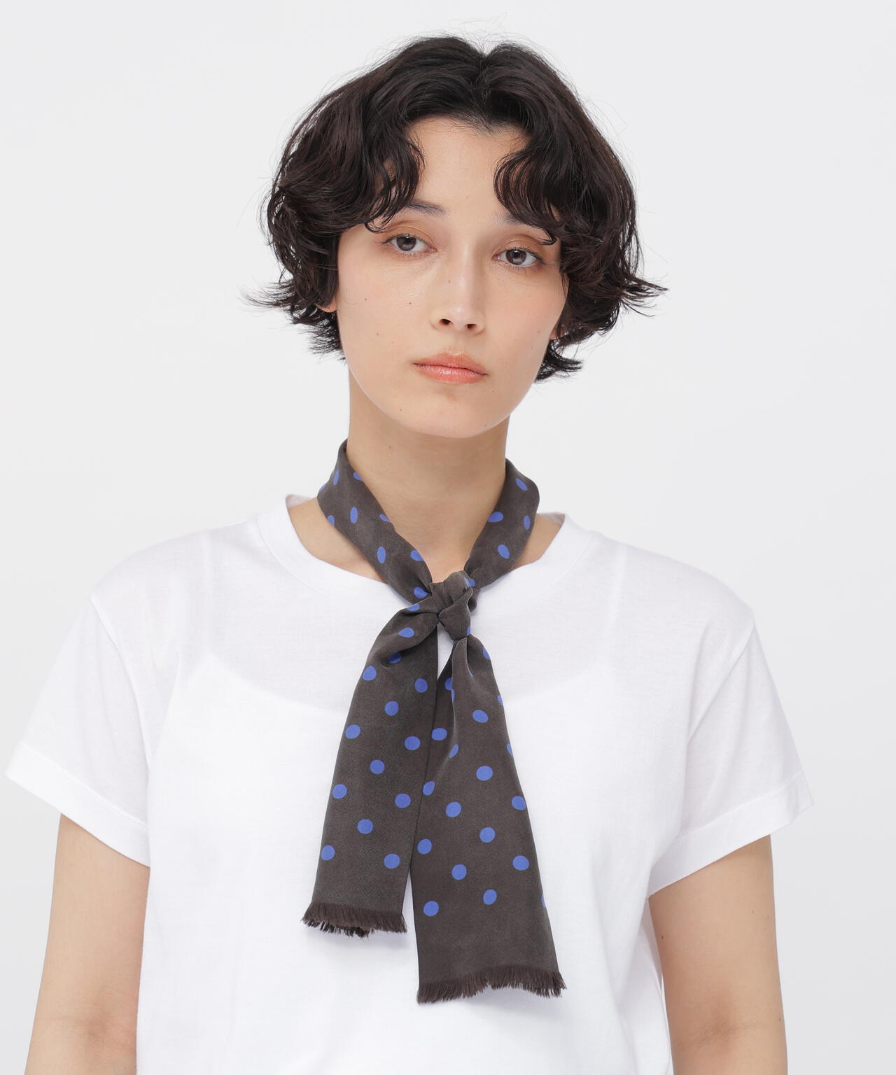 SILK TWILL POLKA DOT TIE SCARF