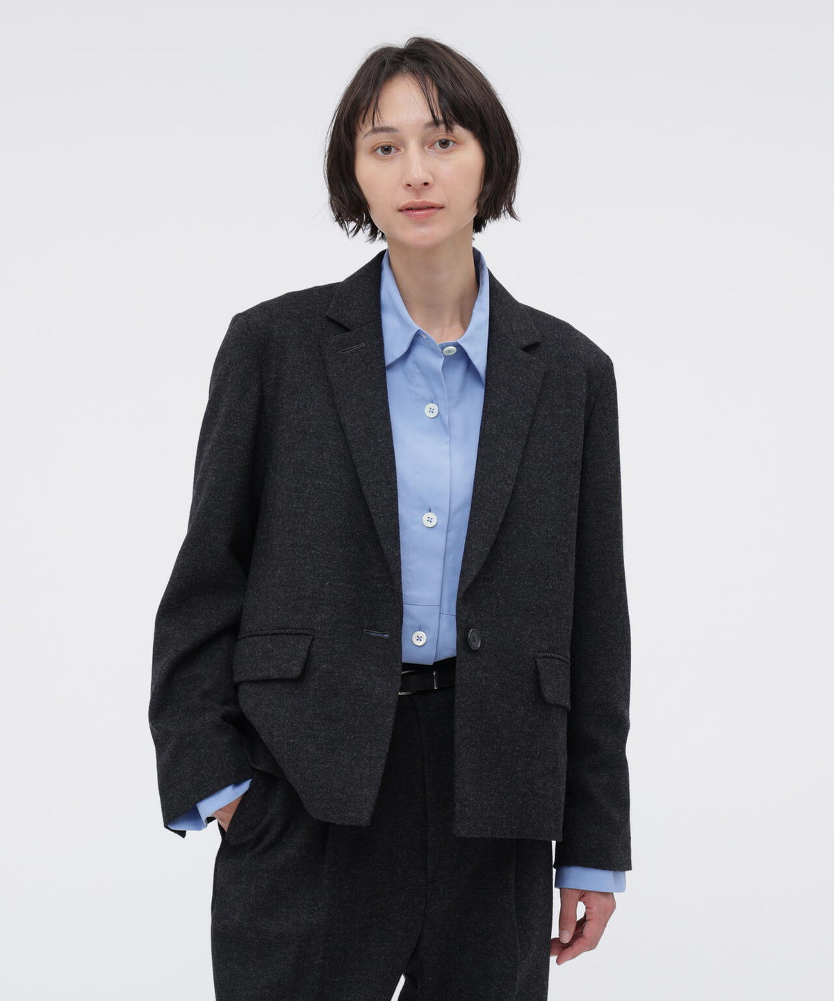 MILLED HERRINGBONE WOOL JACKET