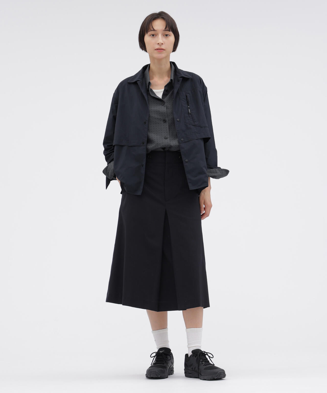 WIDE STRIPE WOOL SKIRT