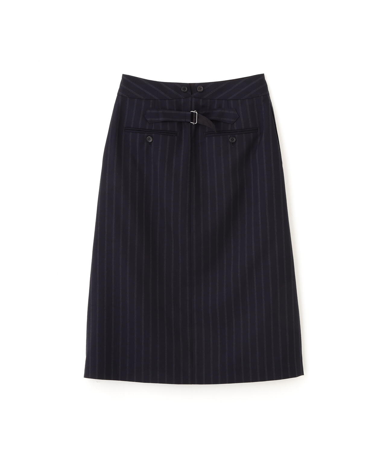 WIDE STRIPE WOOL SKIRT