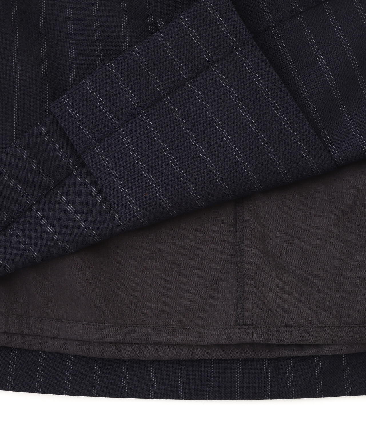WIDE STRIPE WOOL SKIRT