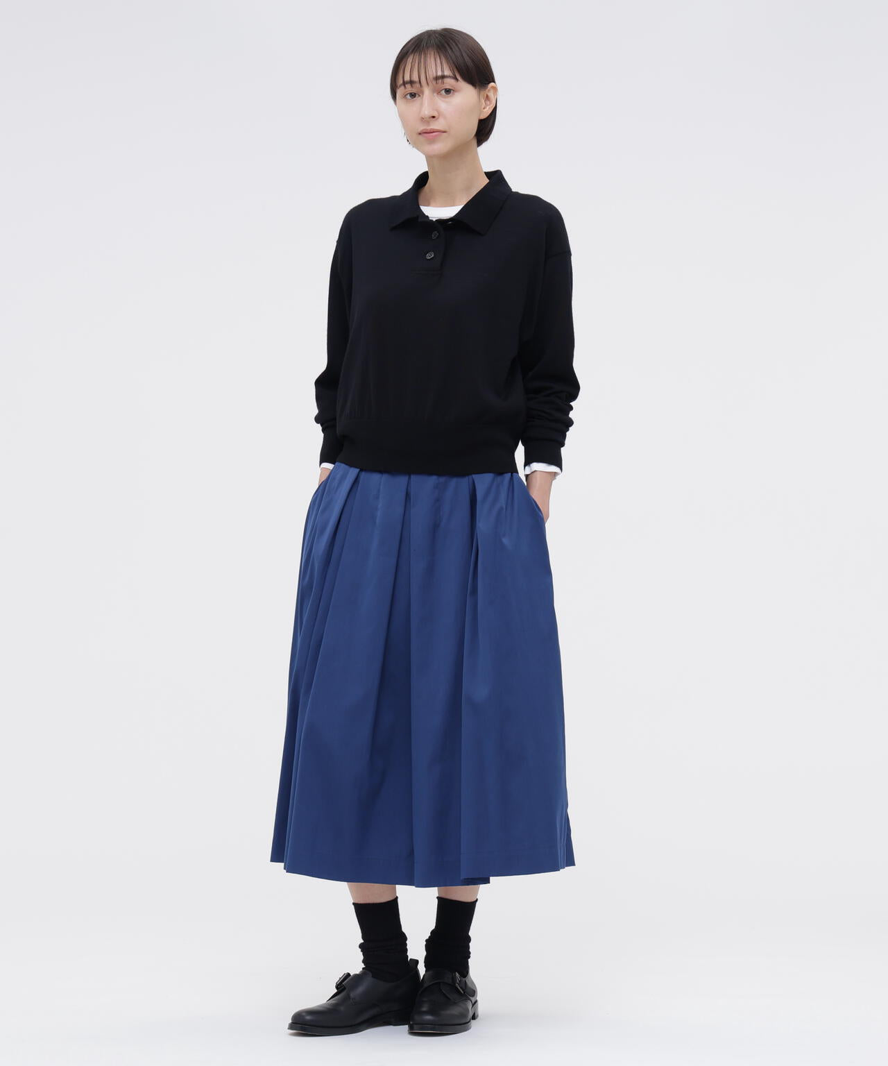 COTTON SILK POPLIN SKIRT