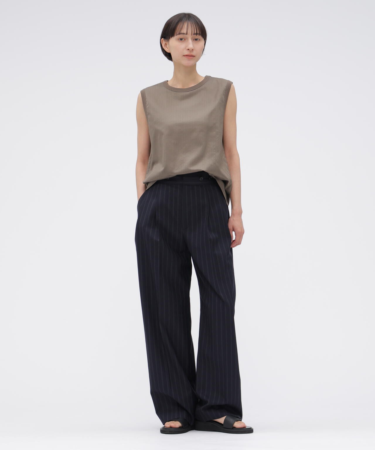 WIDE STRIPE WOOL TROUSERS