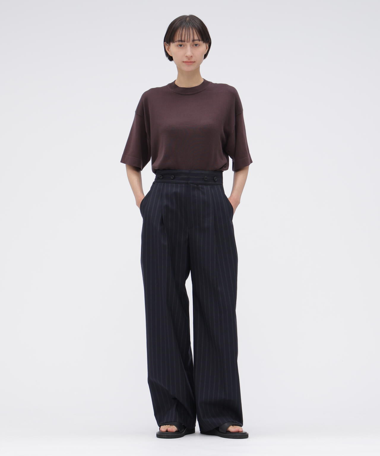 WIDE STRIPE WOOL TROUSERS