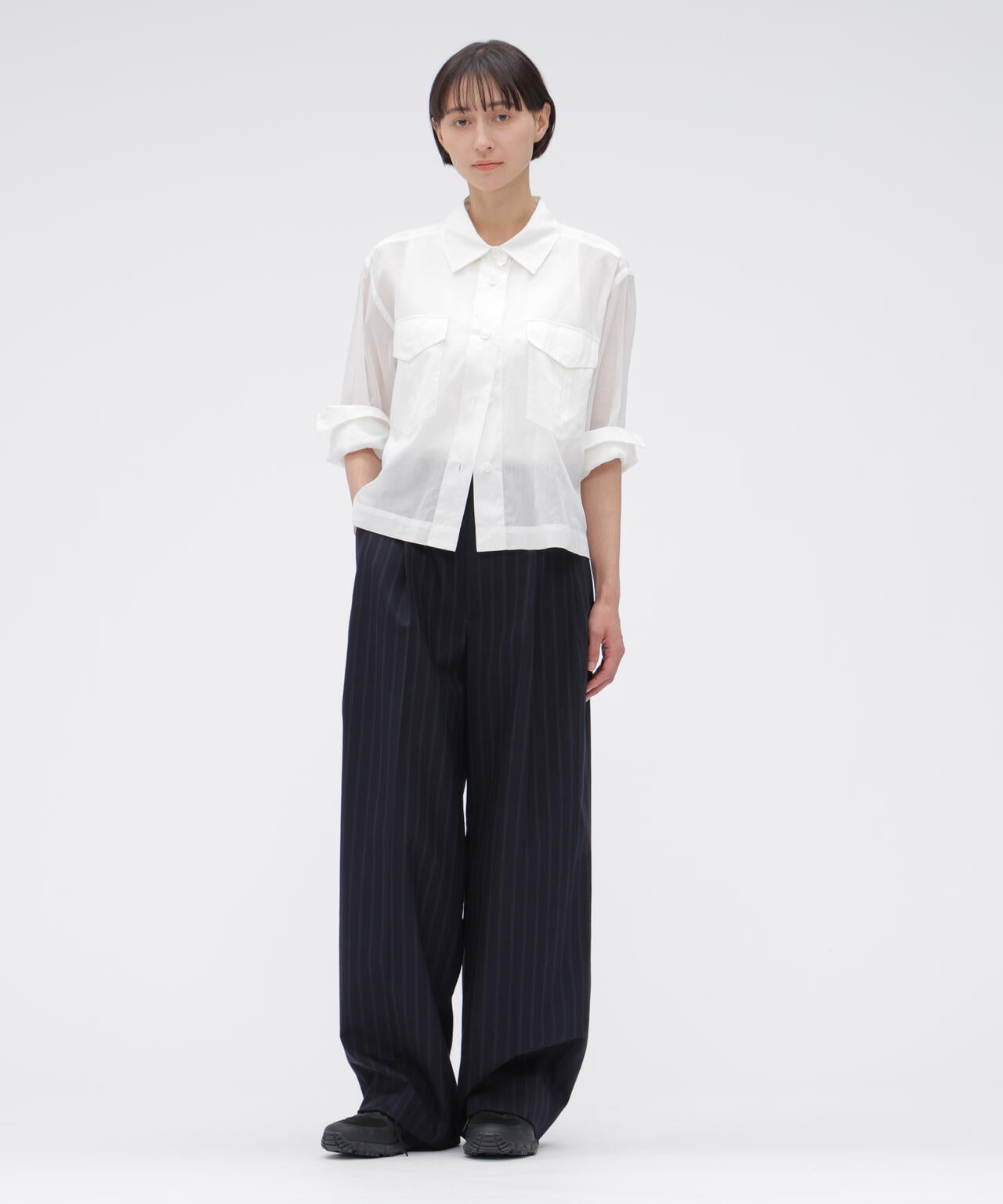 WIDE STRIPE WOOL TROUSERS