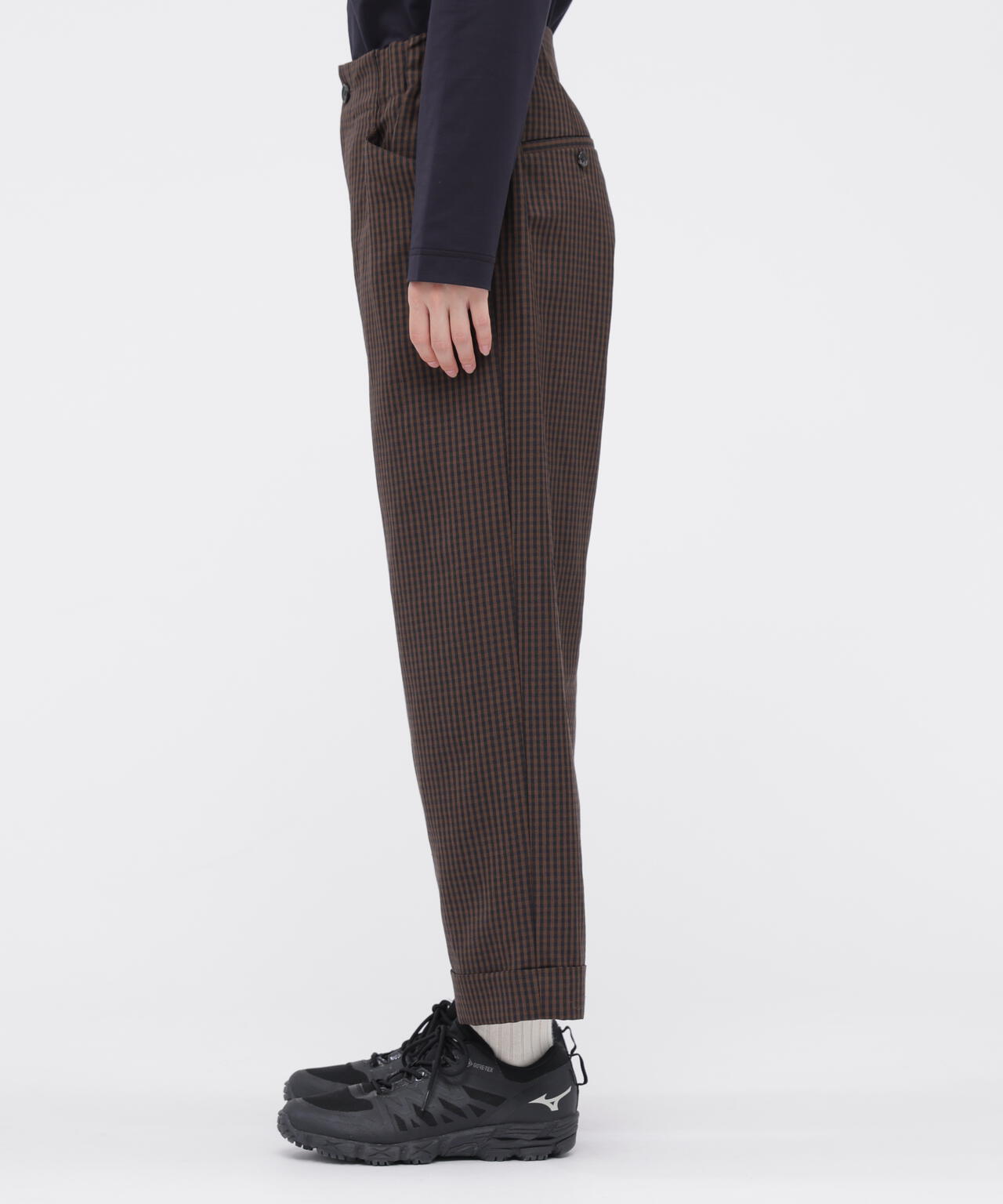 LINEN WOOL GINGHAM TROUSERS