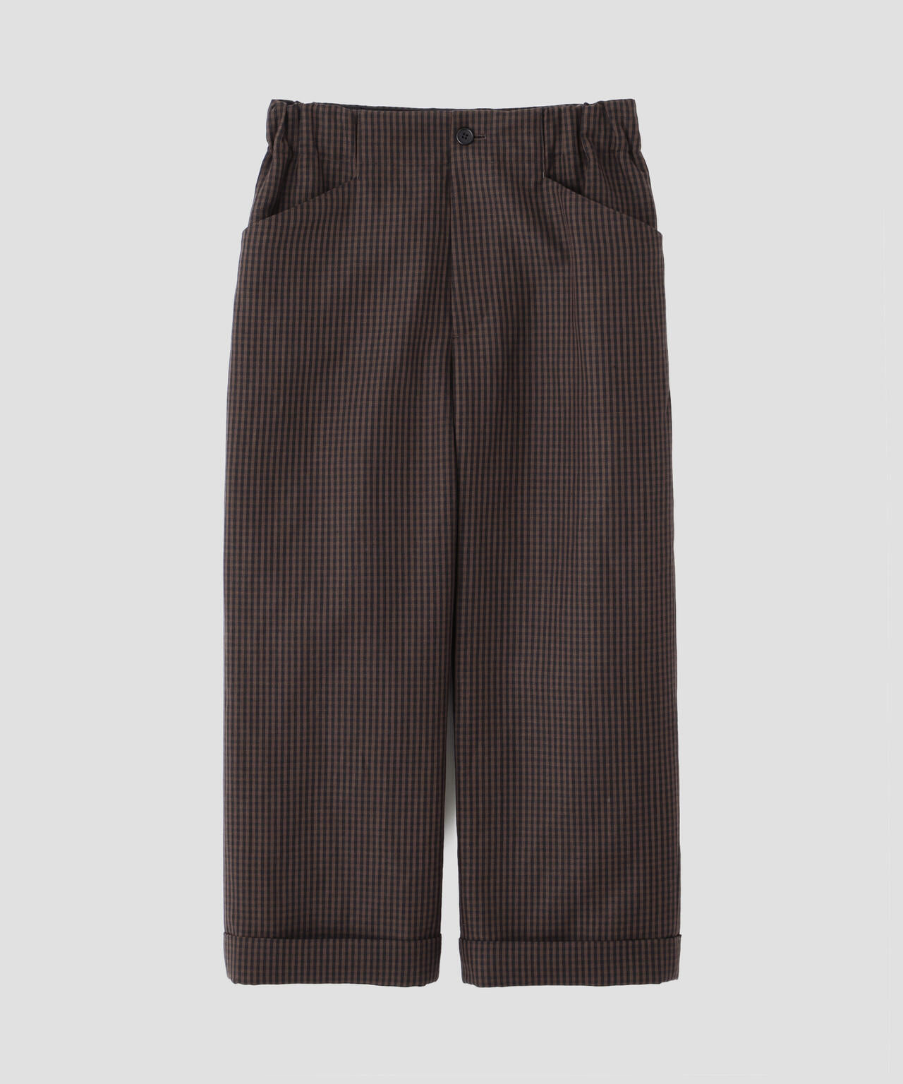 LINEN WOOL GINGHAM TROUSERS