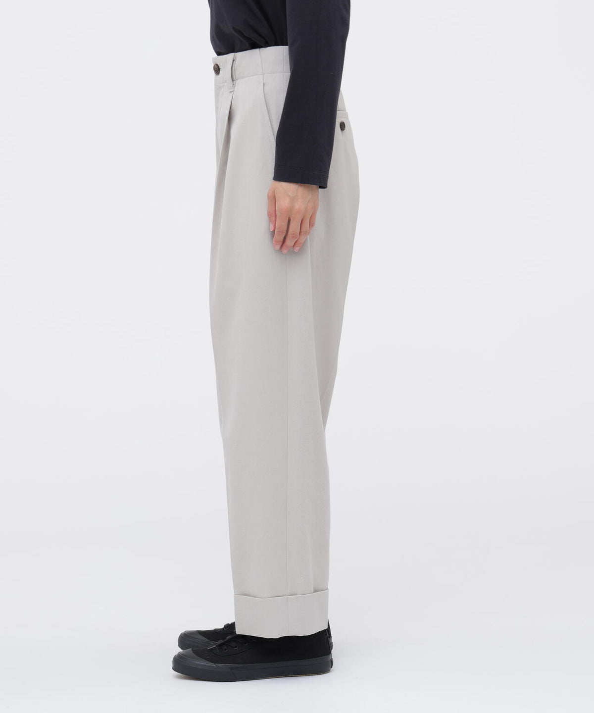WOOL COTTON TWILL TROUSERS