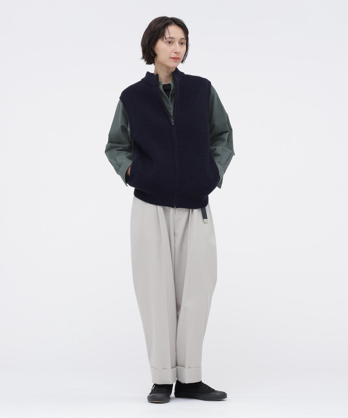 WOOL COTTON TWILL TROUSERS