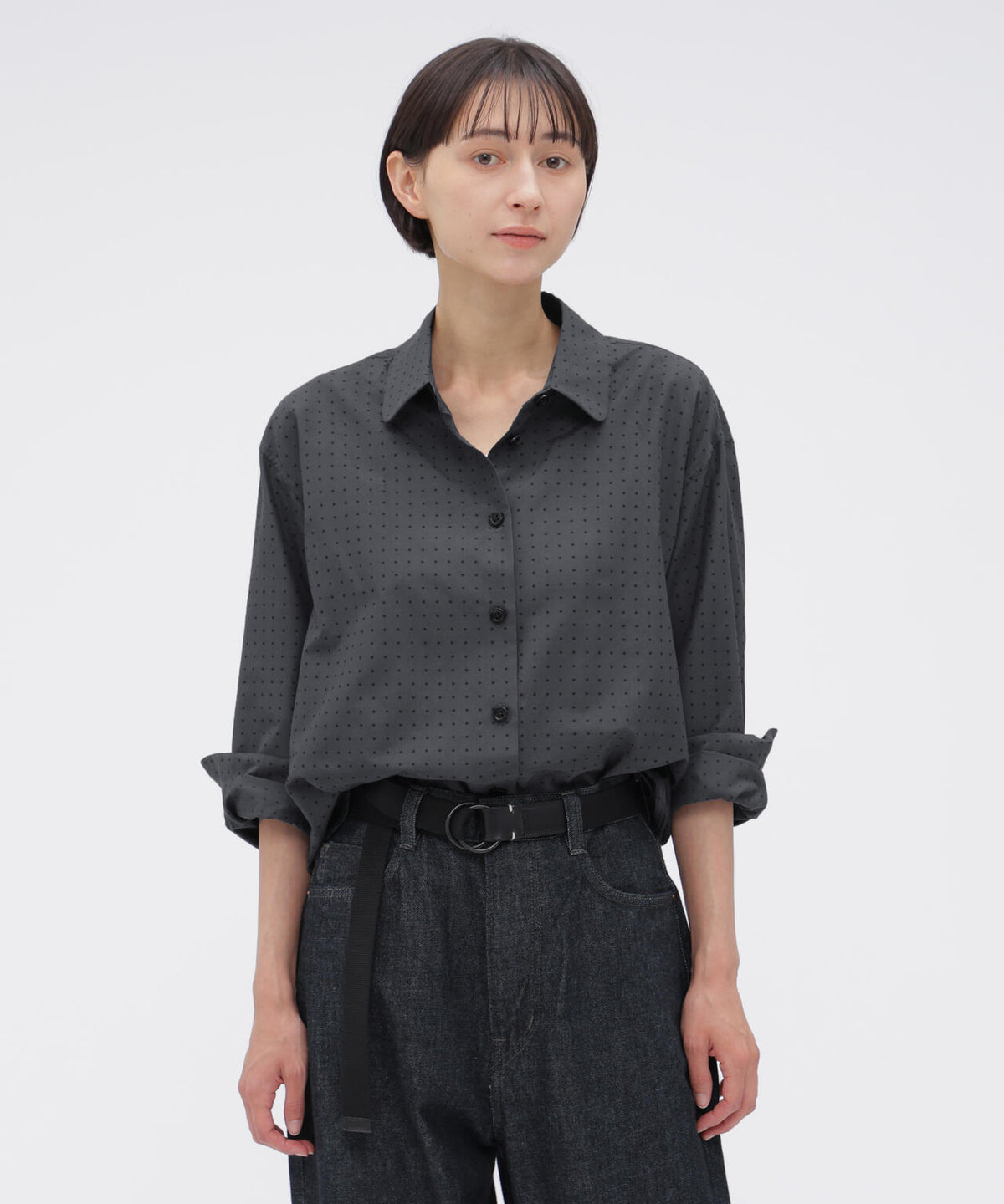 SPOT PRINT COTTON SILK SHIRT