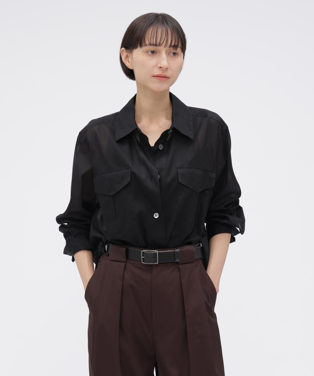 SHEER COTTON STRIPE SHIRT