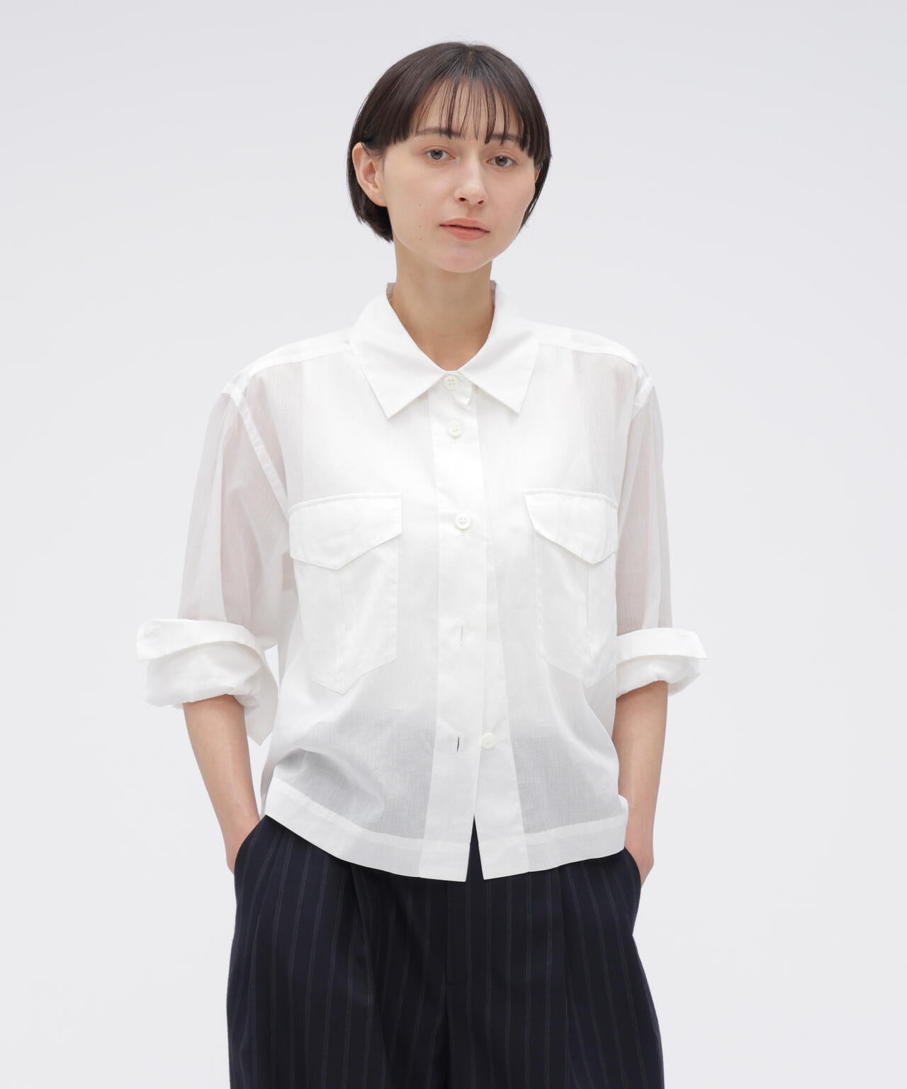 SHEER COTTON STRIPE SHIRT