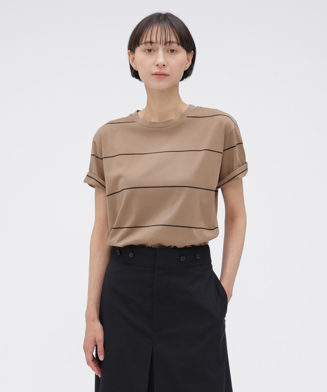 FINE COTTON STRIPE JERSEY TOP