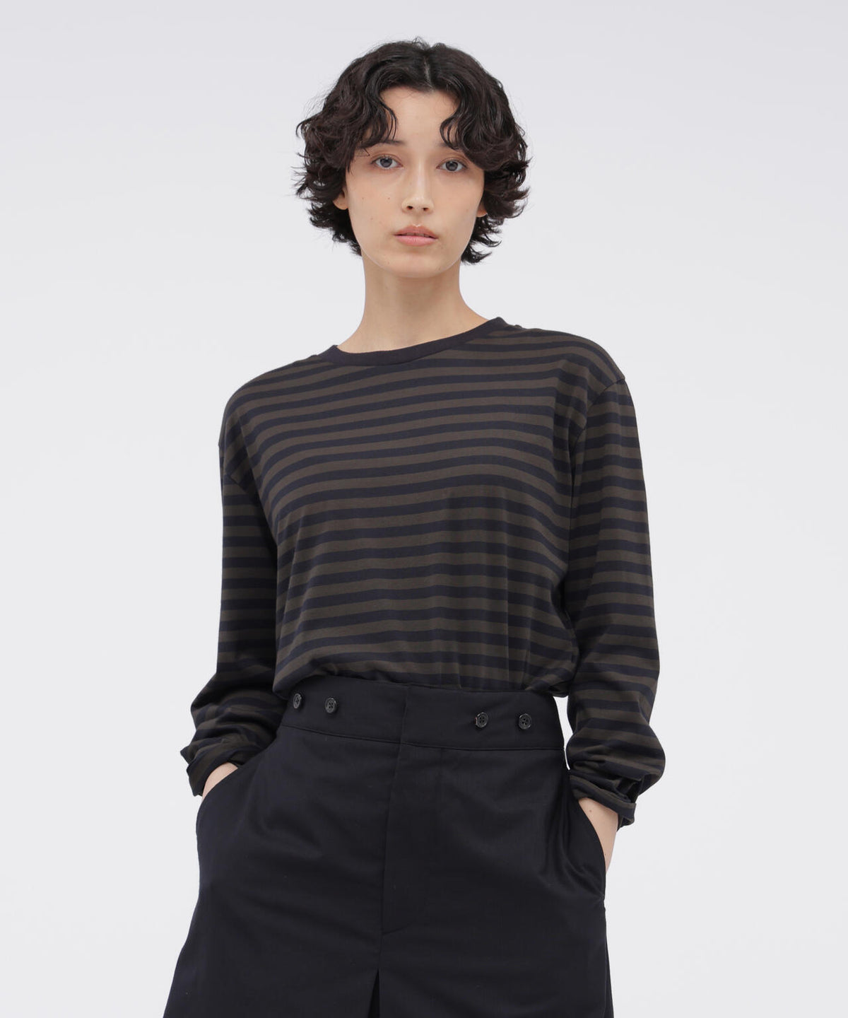 STRIPE COTTON JERSEY TOP