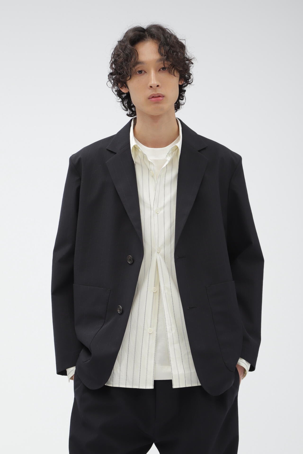 WIDE STRIPE WOOL PLAINWEAVE