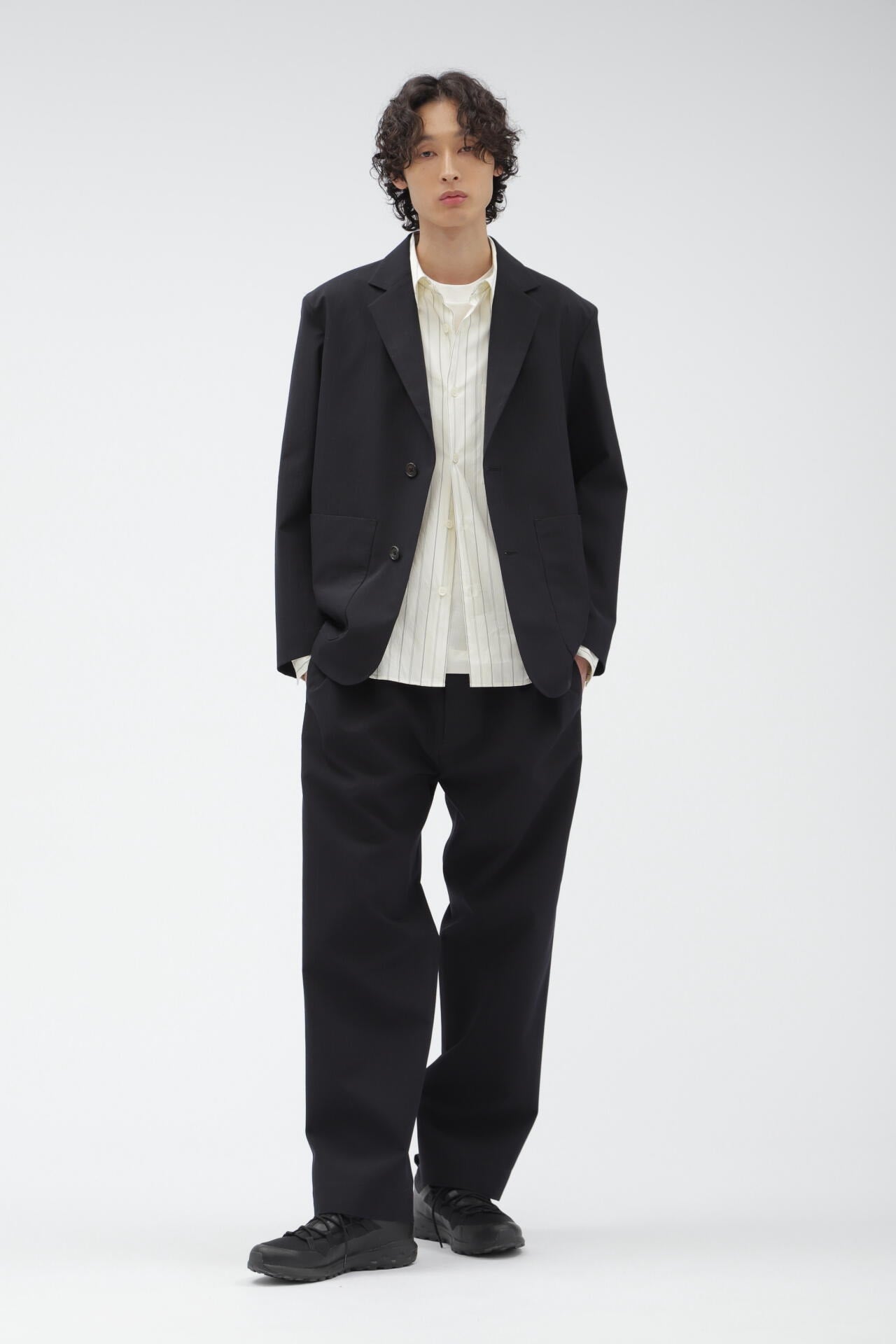 WIDE STRIPE WOOL PLAINWEAVE