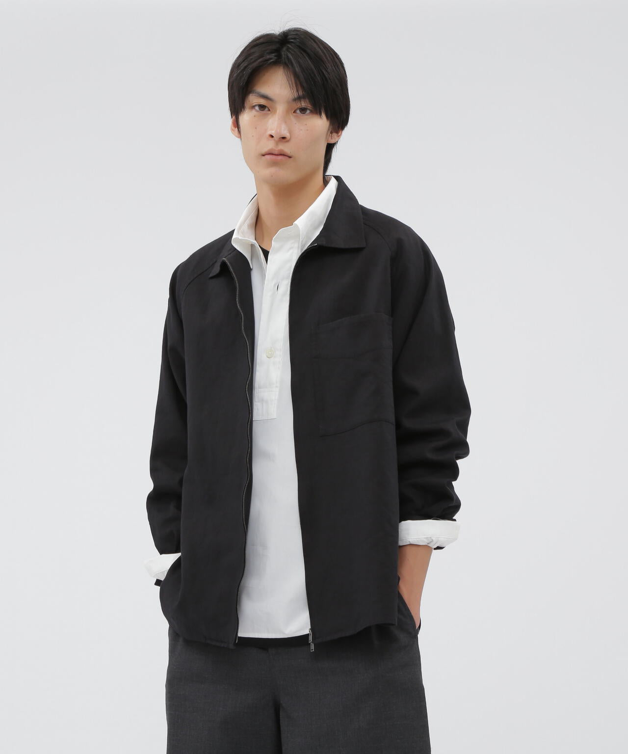 LINEN COTTON TWILL BLOUSON