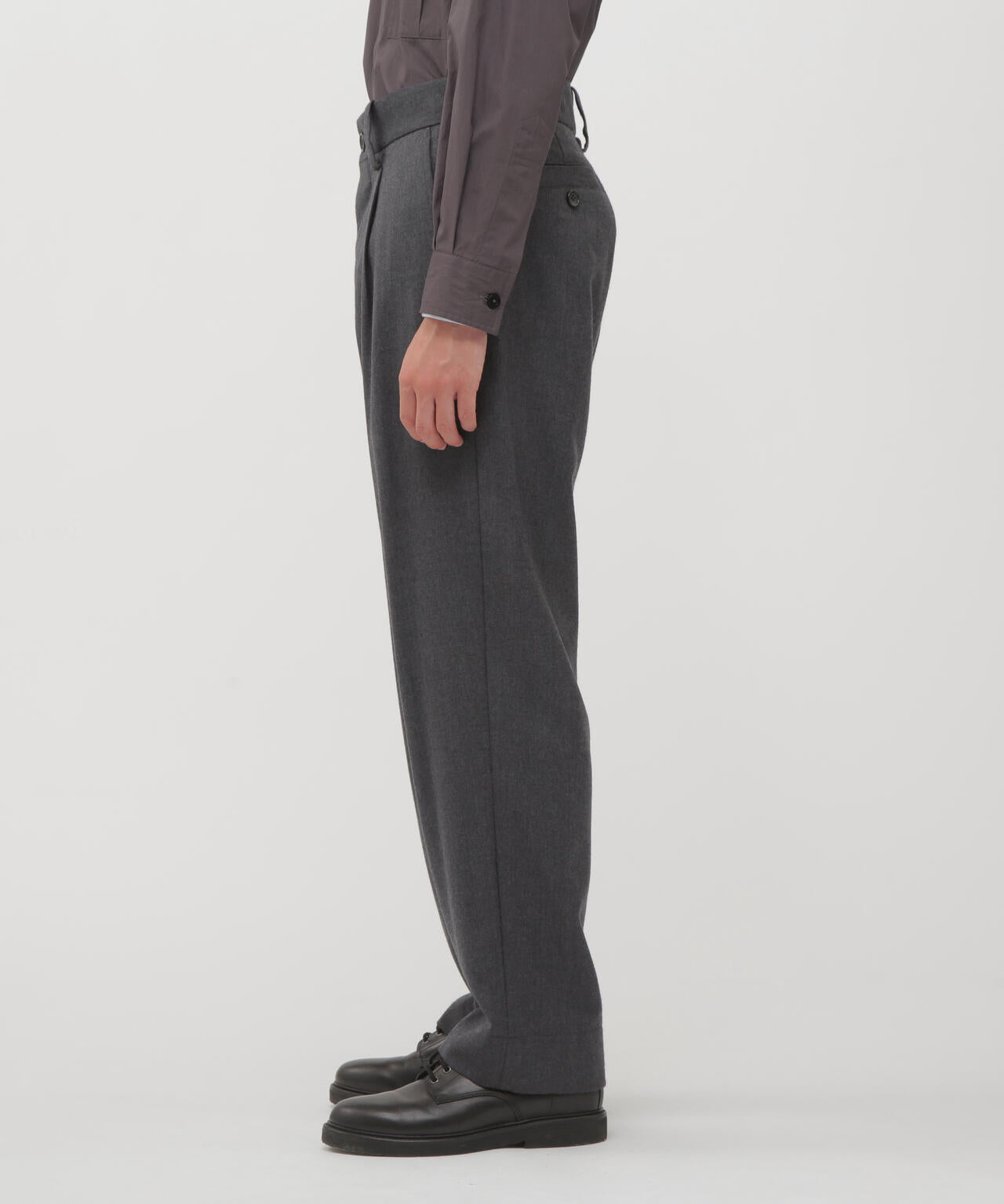 MILLED FINE WOOL TWILL TROUSERS