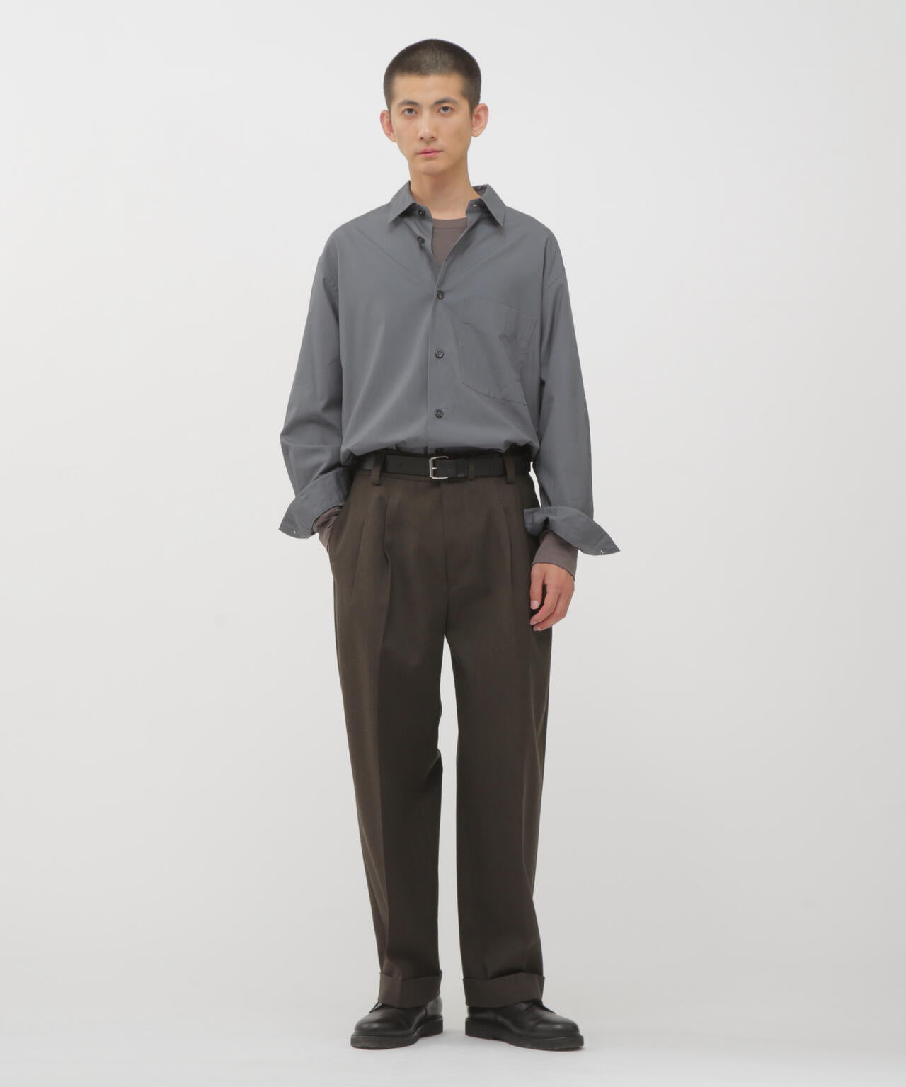 COMPACT WOOL SERGE TROUSERS