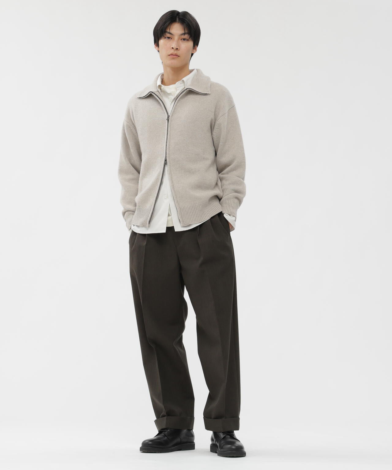 COMPACT WOOL SERGE TROUSERS