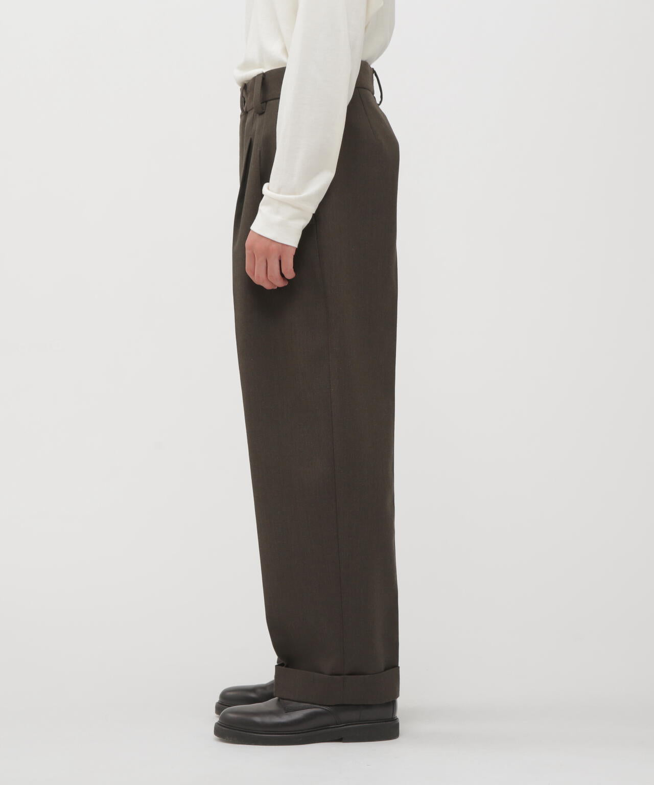 COMPACT WOOL SERGE TROUSERS